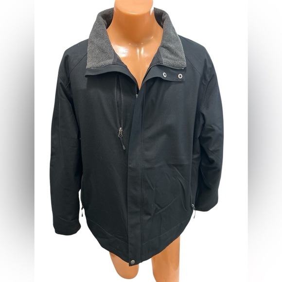 Storm Creek Mens Fleece Lined Full Zip Jacket Black XL Zip Pockets Button Collar - Picture 1 of 15
